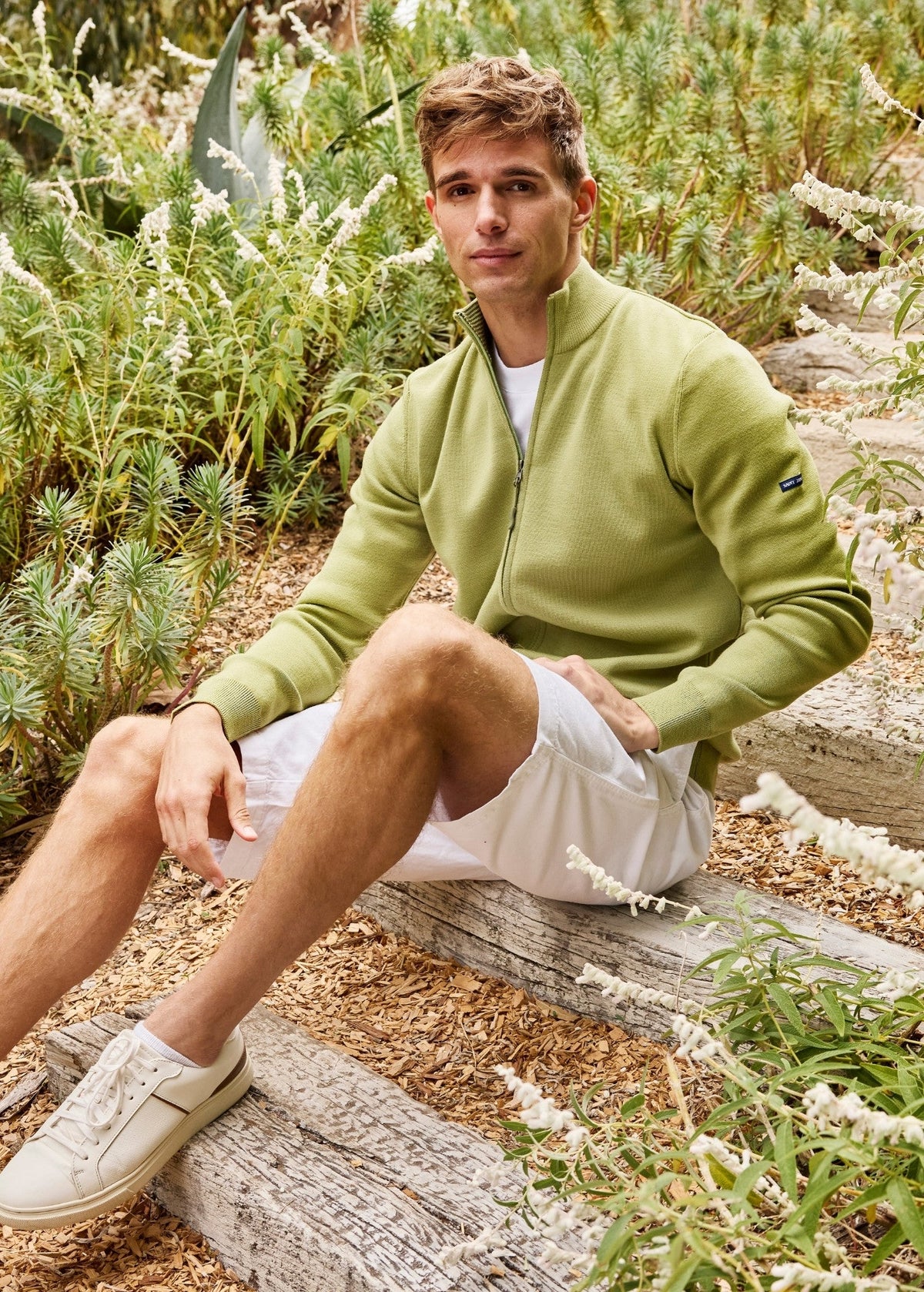 CREGGAN II Merino wool zip cardigan (SAGE OLIVE / ARMY GREEN)