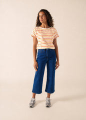 ELISE Boat Neck Striped T-Shirt (INTERWOVEN EARTH)