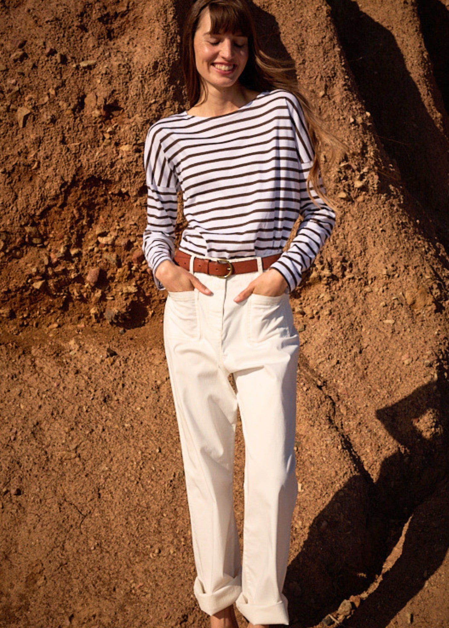 ENZA Cotton Twill Straight Leg Pants (IVORY)