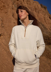 LOU Cotton Fleece Quarter-Zip Sweatshirt  (IVORY / SAIL CANVAS)