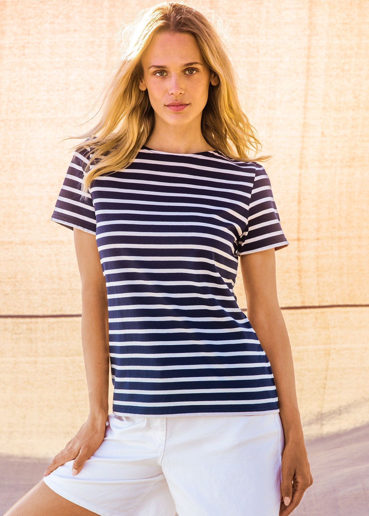 ETRILLE II Nautical Striped Tee (NAVY / ECRU)