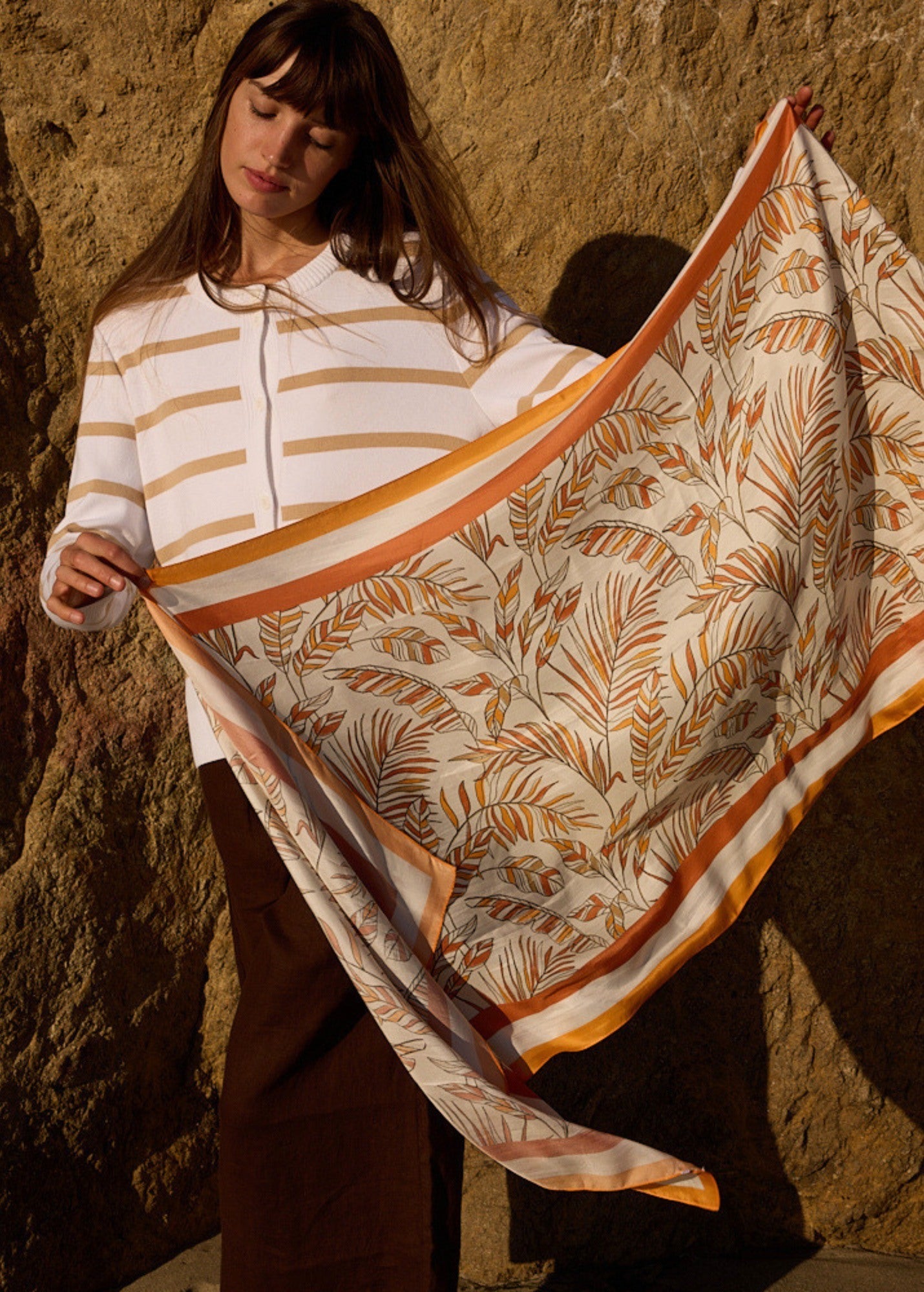 Interwoven Earth Floral Silk Long Scarf (INTERWOVEN EARTH)