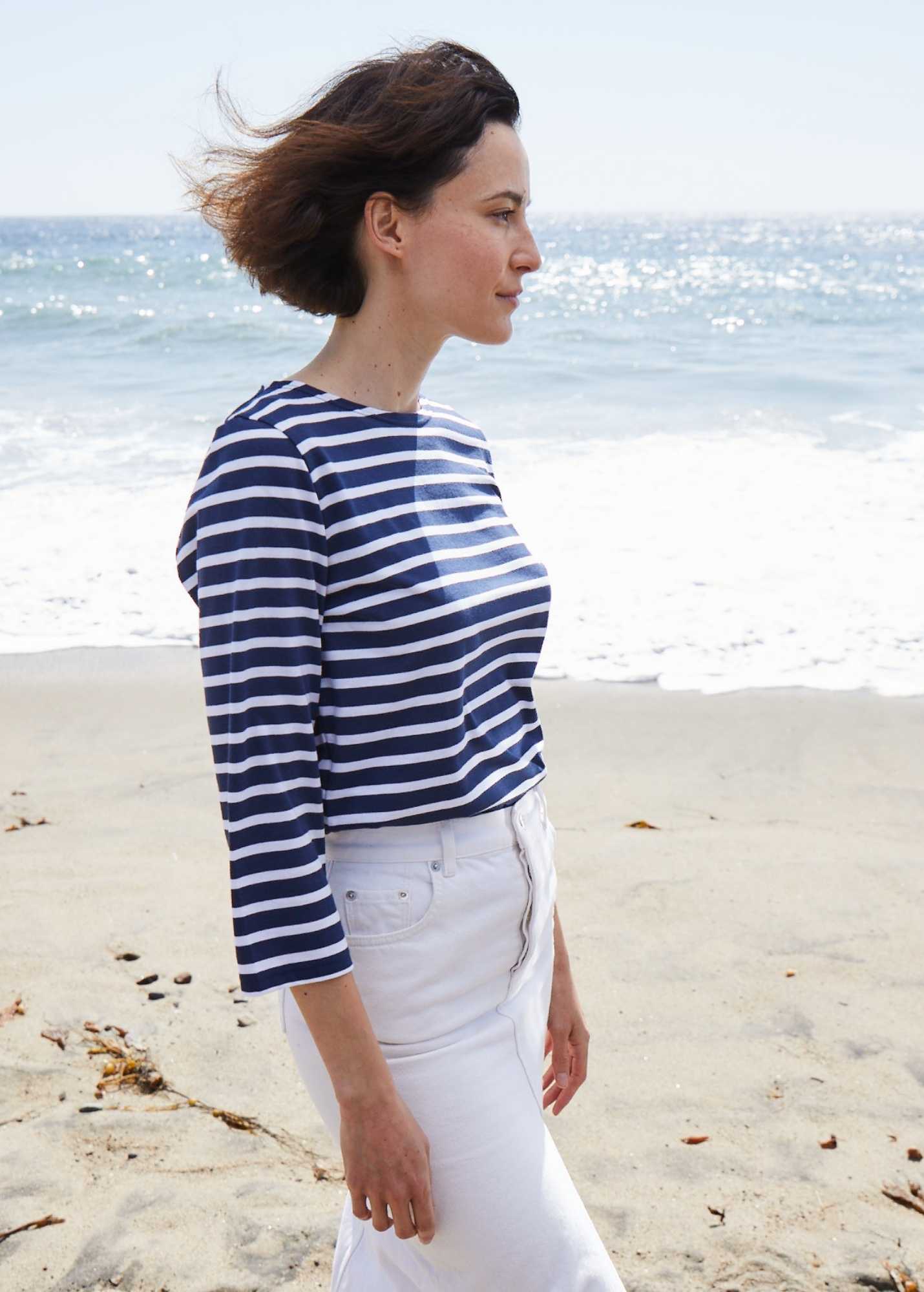 GALATHEE II Breton Striped Top  (NAVY / WHITE)