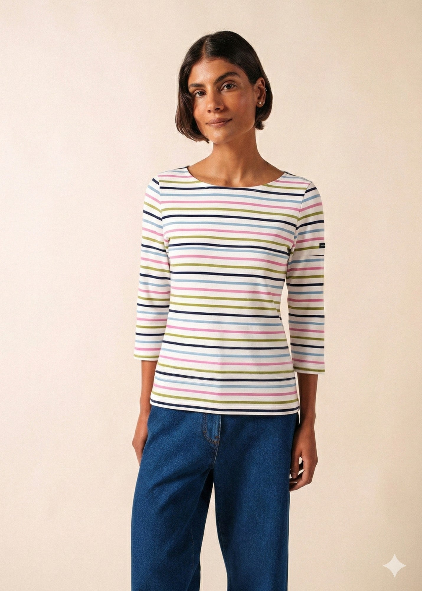 GARDE-COTE MULTICOLOR Striped Top (WHITE / SAGE OLIVE)