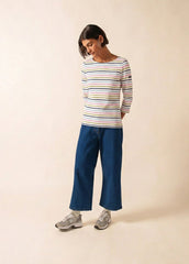 GARDE-COTE MULTICOLOR Striped Top (WHITE / SAGE OLIVE)