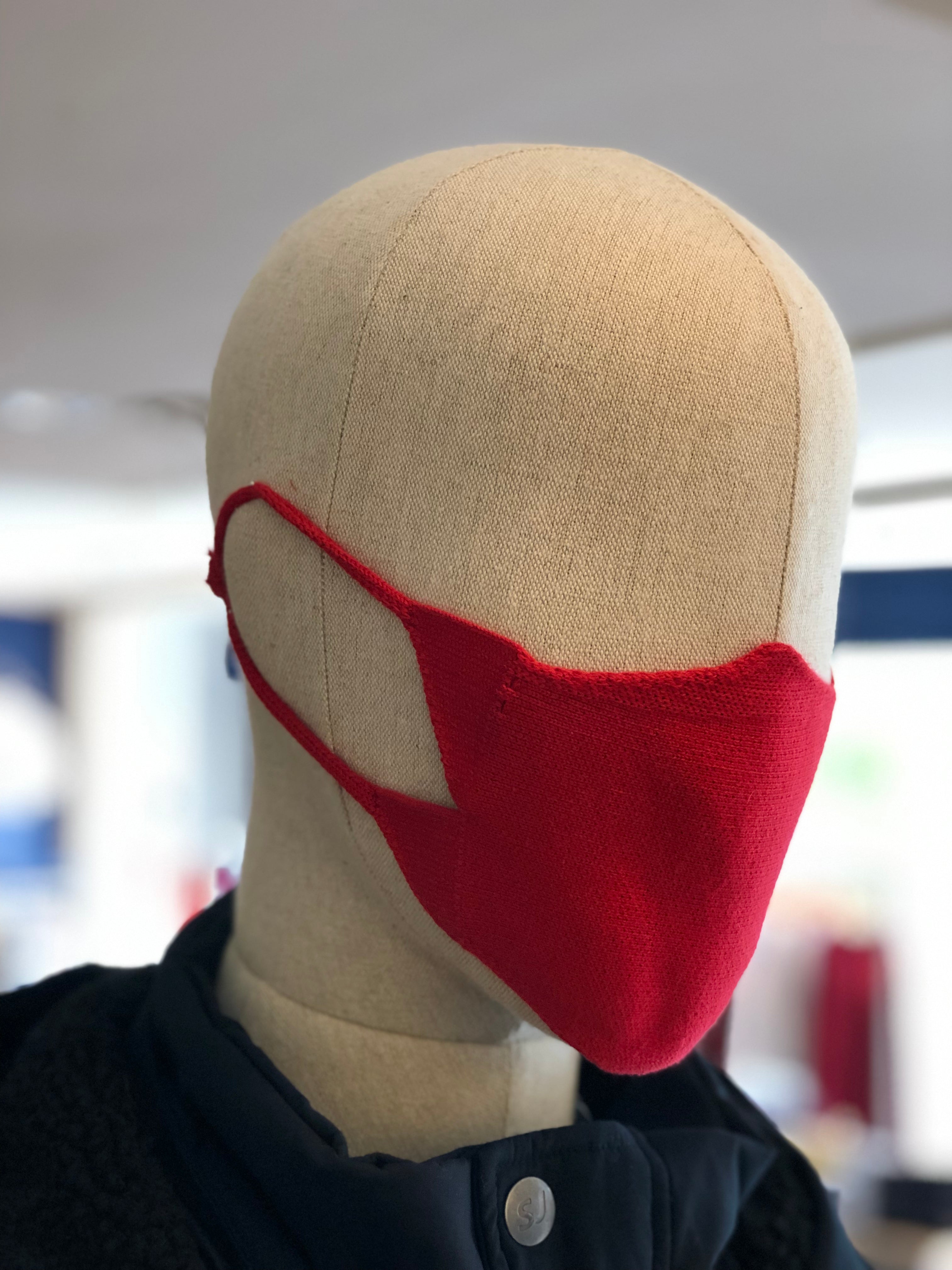 Cotton Knit Face Mask (RED)