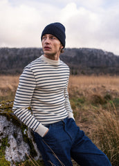 MATELOT Striped Wool Fisherman Sweater (ECRU / NAVY)