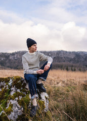 MATELOT Striped Wool Fisherman Sweater (ECRU / NAVY)