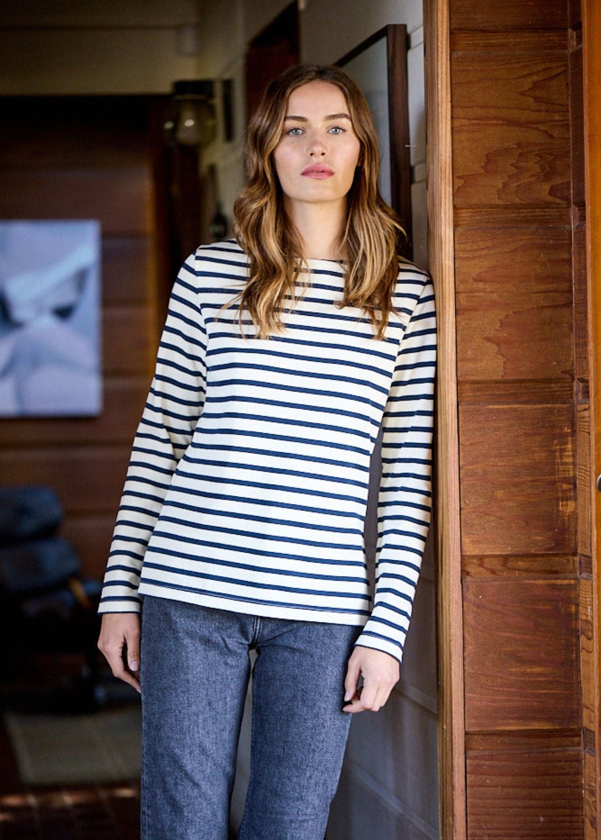 MERIDAME II Breton Shirt (ECRU / NAVY)