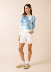MERIDAME II Breton Shirt (WHITE / CAPRI BLUE)