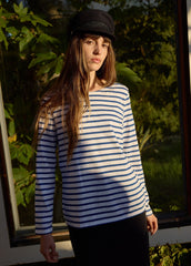 MINQUIDAME Breton Shirt (WHITE / ROYAL BLUE)
