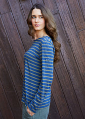 MINQUIDAME Breton Shirt (DENIM BLUE / OLIVE GREEN)