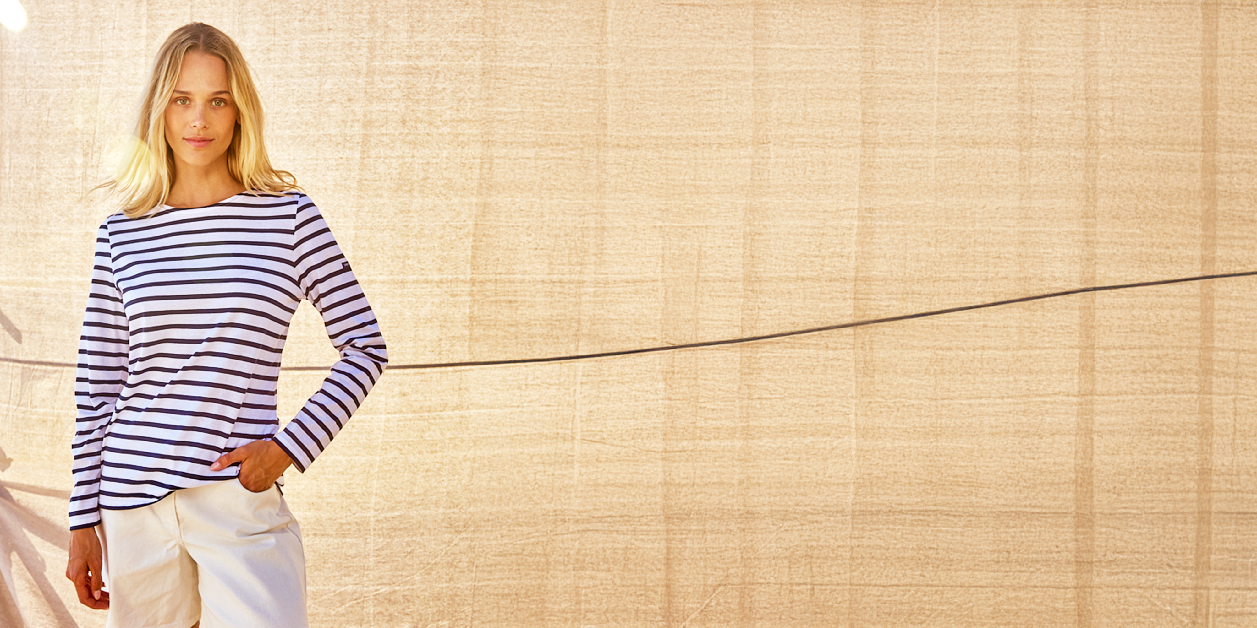 MINQUIDAME Breton Shirt (WHITE / NAVY)