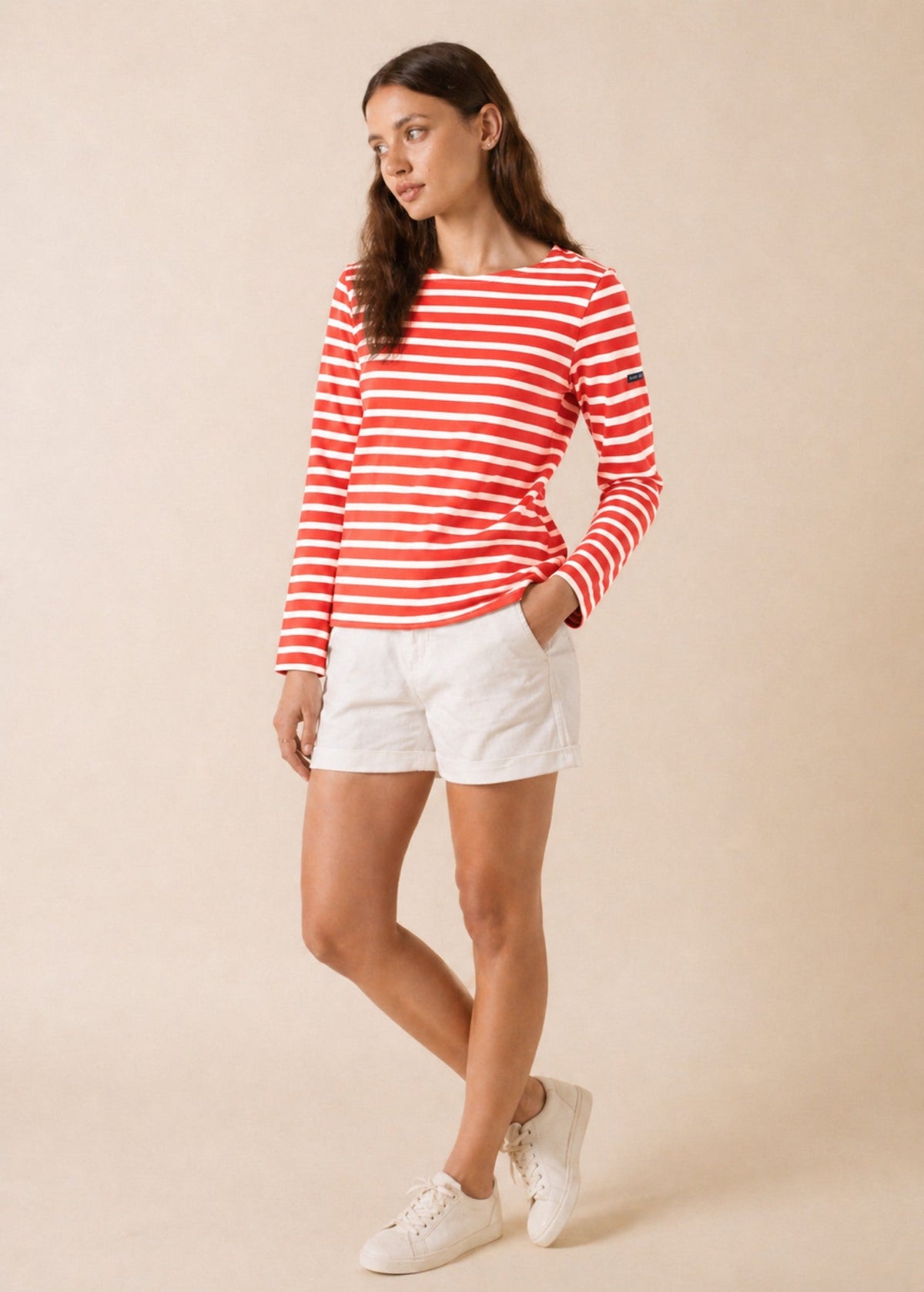 MINQUIDAME Breton Shirt  (POPPY RED / WHITE)
