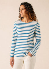 MINQUIDAME Breton Shirt  (WHITE / CAPRI BLUE)
