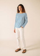 MINQUIDAME Breton Shirt  (WHITE / CAPRI BLUE)