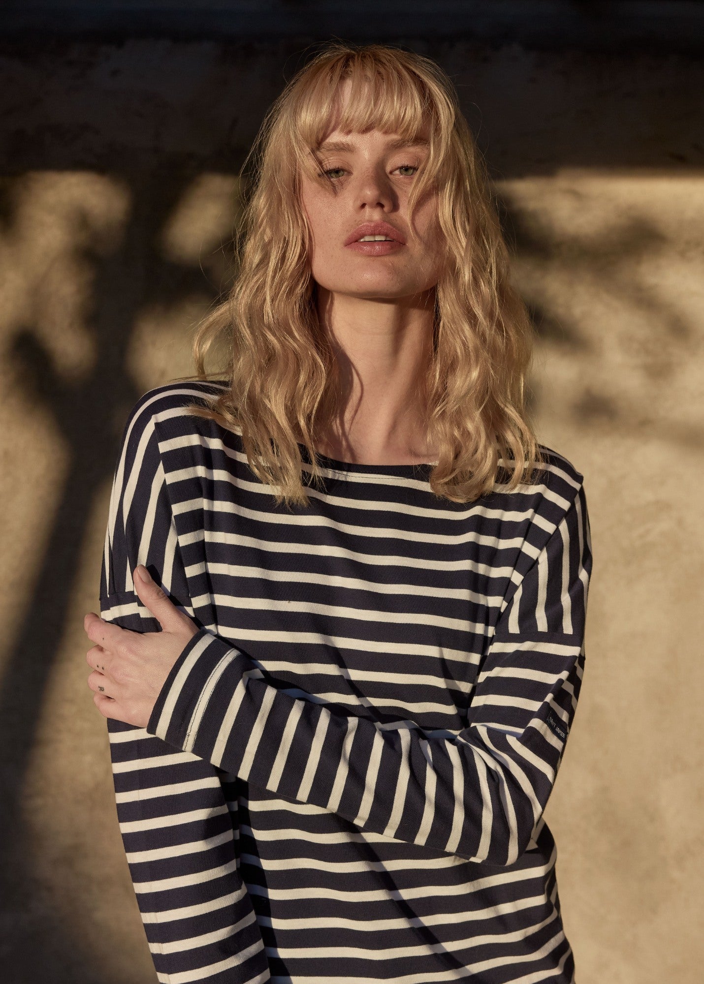 MINQUIERS DROP II Drop-Shoulder Breton Shirt (NAVY / WHITE)