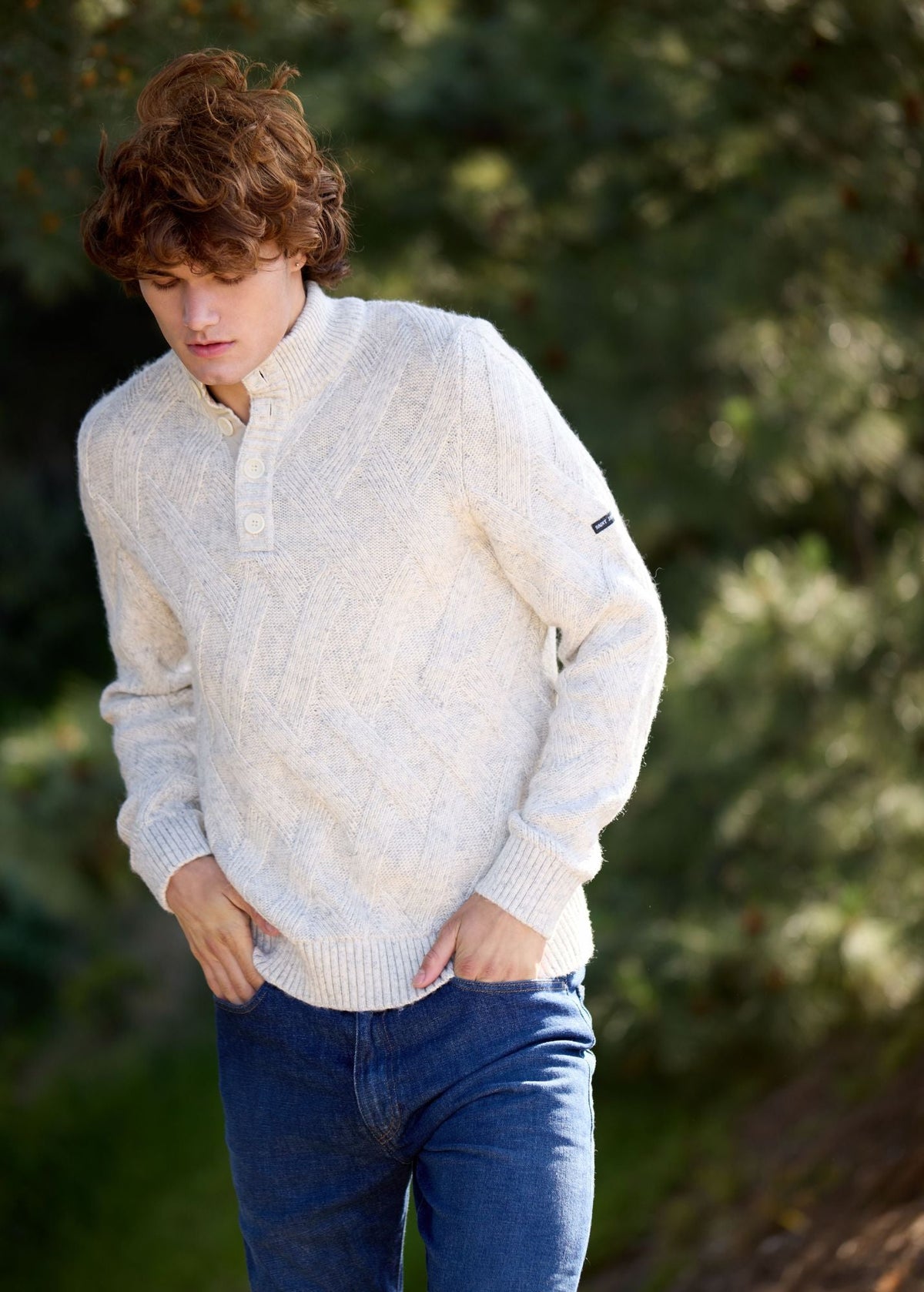 NEUCHATEL Henley Sweater (LIGHT GRAY MELANGE)