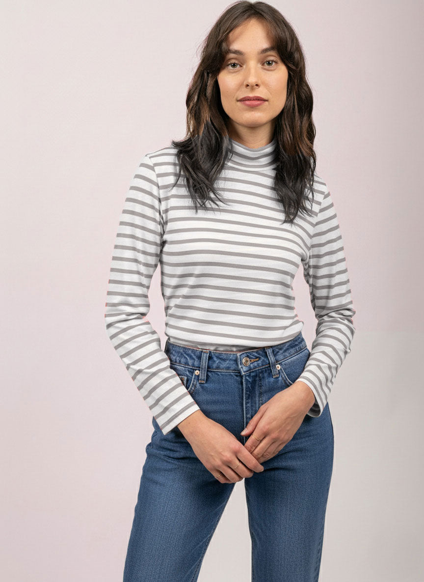 OURAL Striped Turtleneck (WHITE / PEARL)