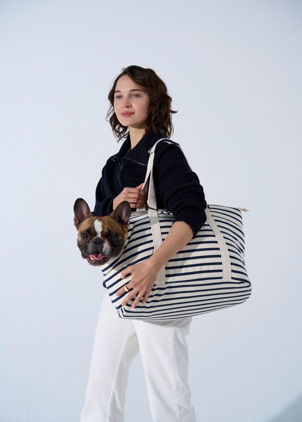 PARISIAN PUP Travel Bag (ECRU / NAVY)