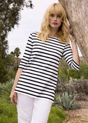 PHARE COTTON ¾ sleeve Breton shirt (WHITE / NAVY)
