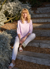 PHARE Anti-Uv Striped Tunic (WHITE / TEA ROSE PINK)
