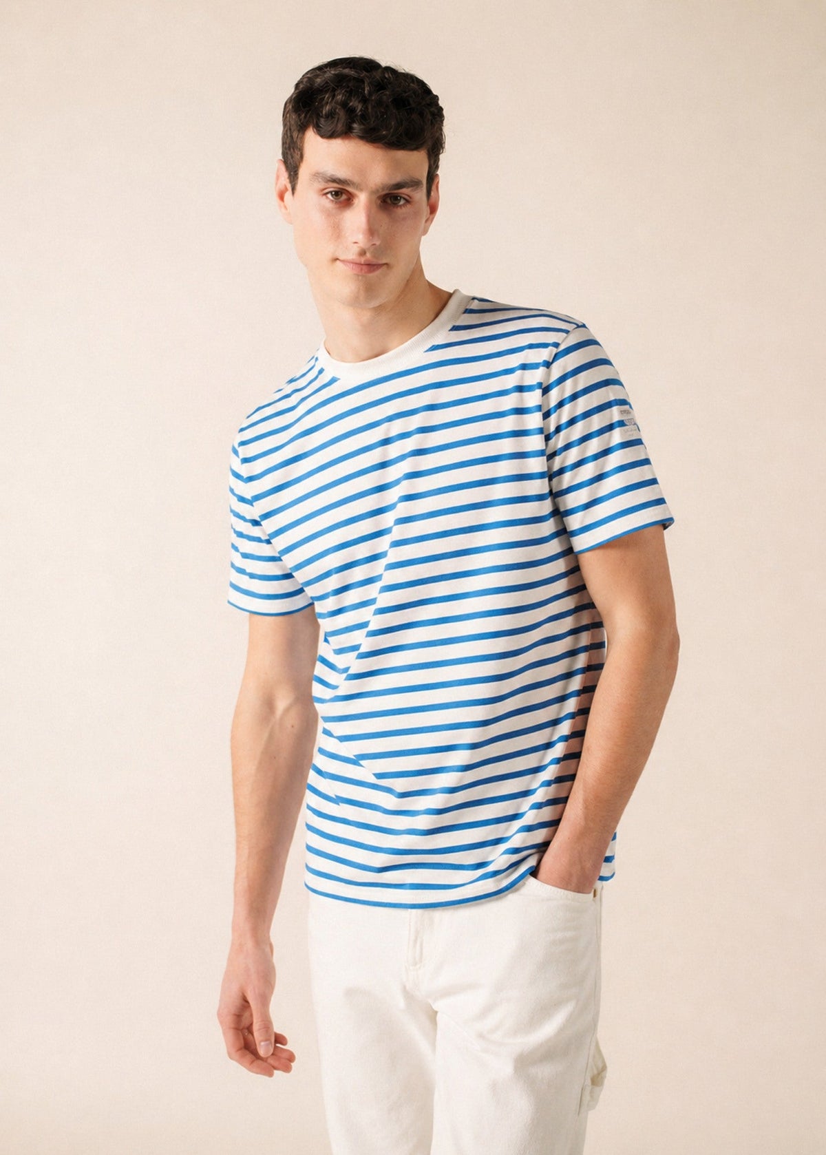 PLOUIDER II Breton T-Shirt (WHITE / CAPRI BLUE)