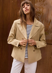 ST CATHY Cotton Canvas Peacoat (BEIGE)