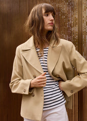 ST CATHY Cotton Canvas Peacoat (BEIGE)