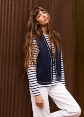 ST LILY Cotton Quilted Vest  (NAVY / SAIL CANVAS)