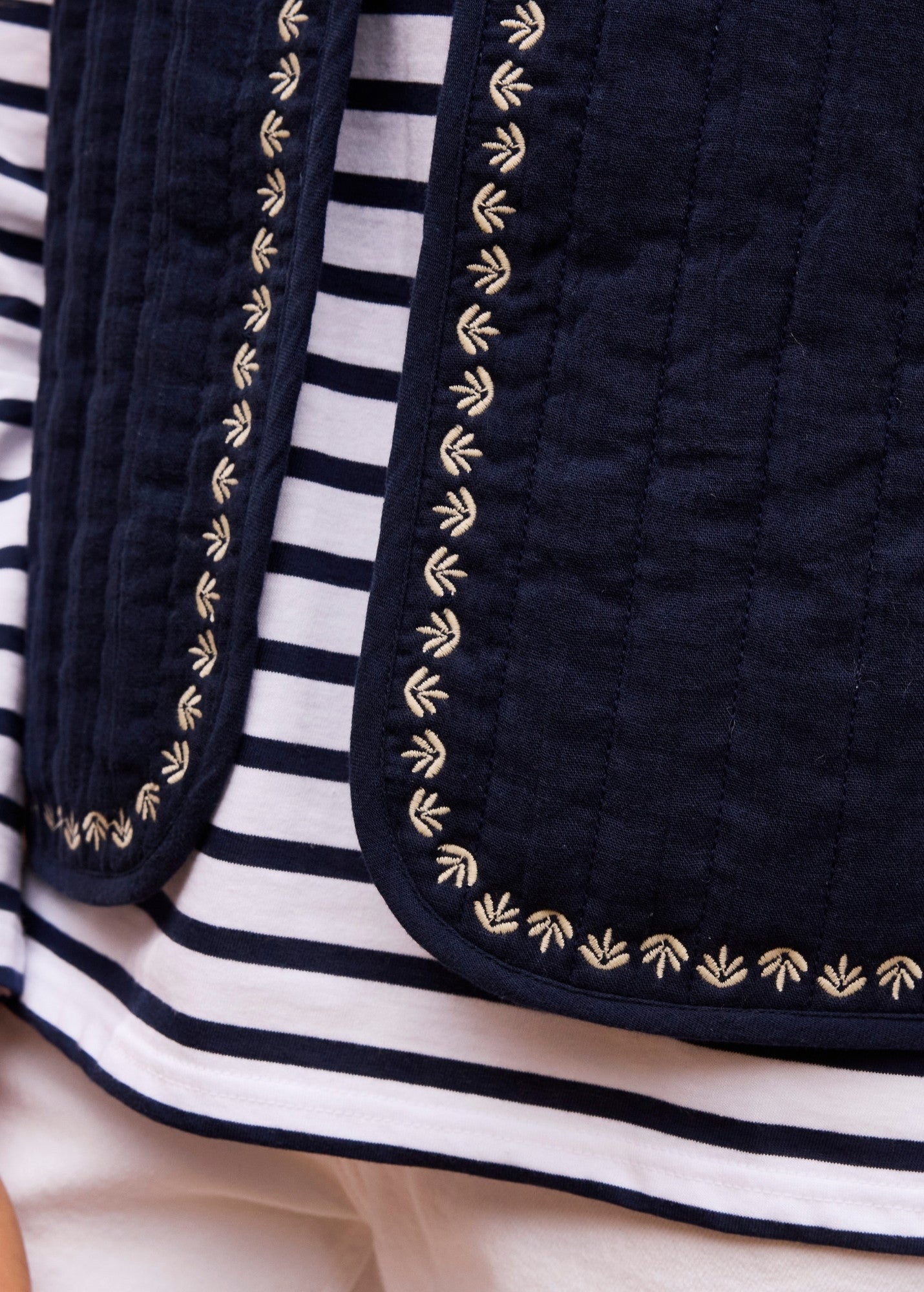 ST LILY Cotton Quilted Vest  (NAVY / SAIL CANVAS)