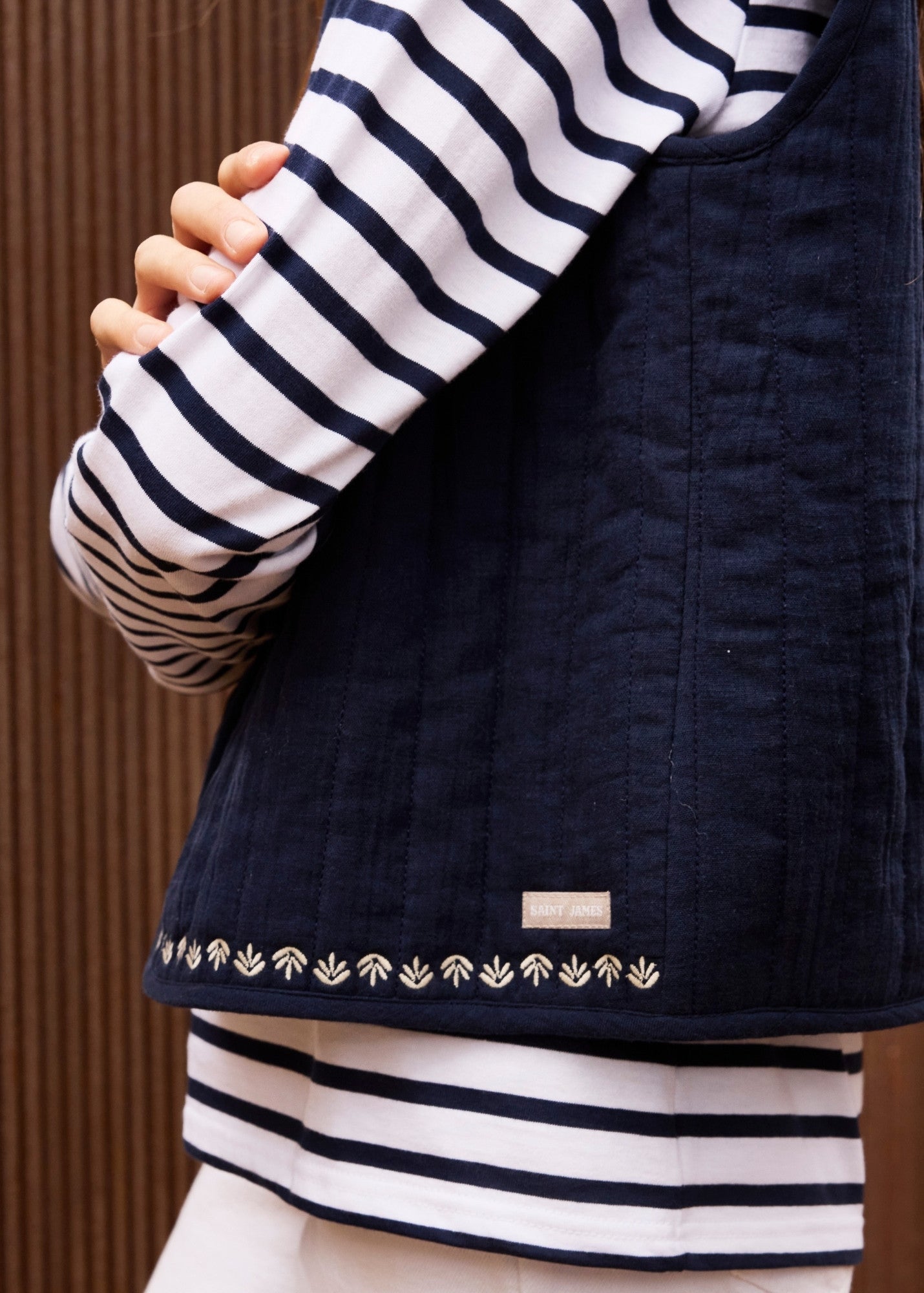 ST LILY Cotton Quilted Vest  (NAVY / SAIL CANVAS)