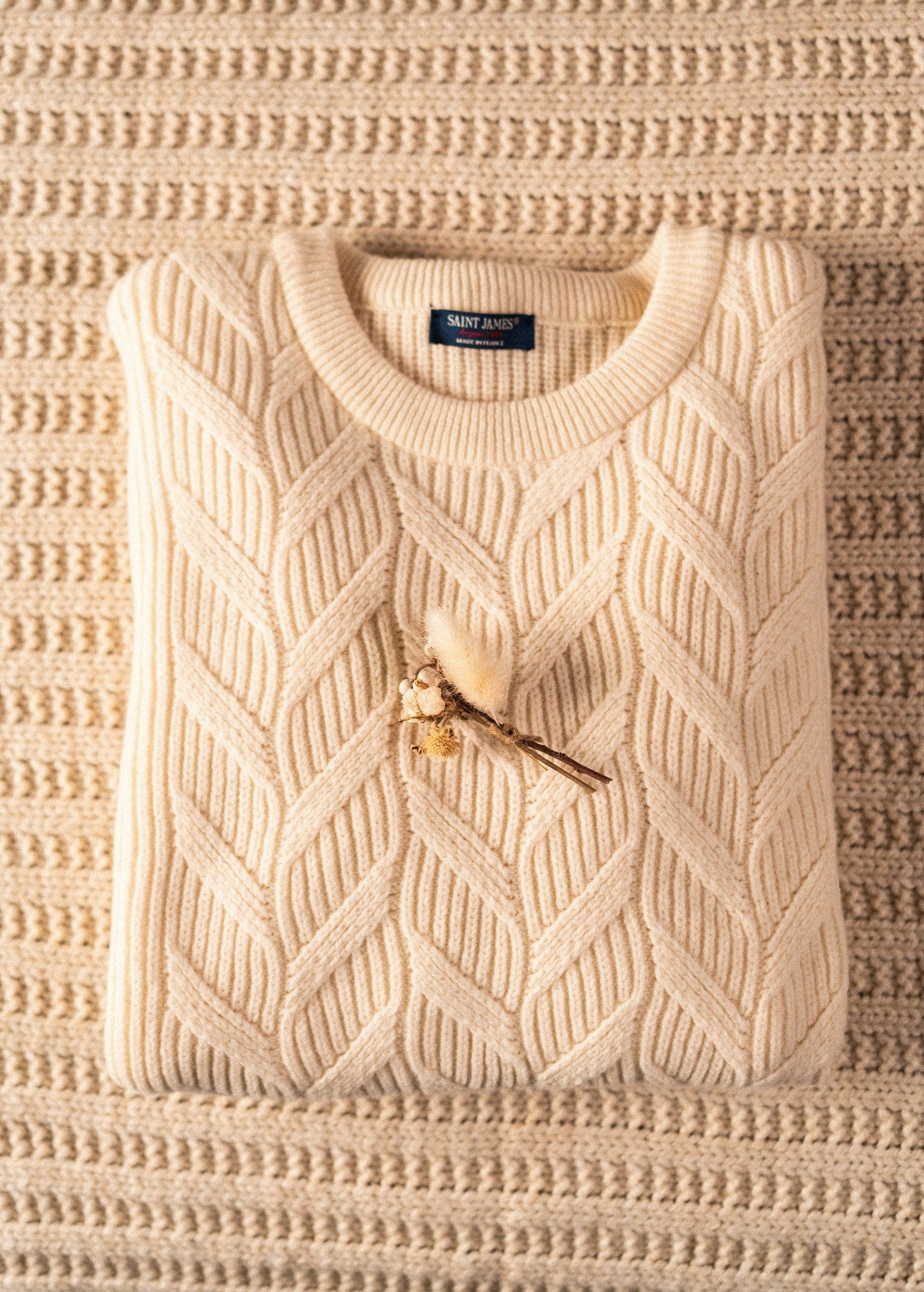 TIGNES Cable Knit Sweate (WINTER WHITE)