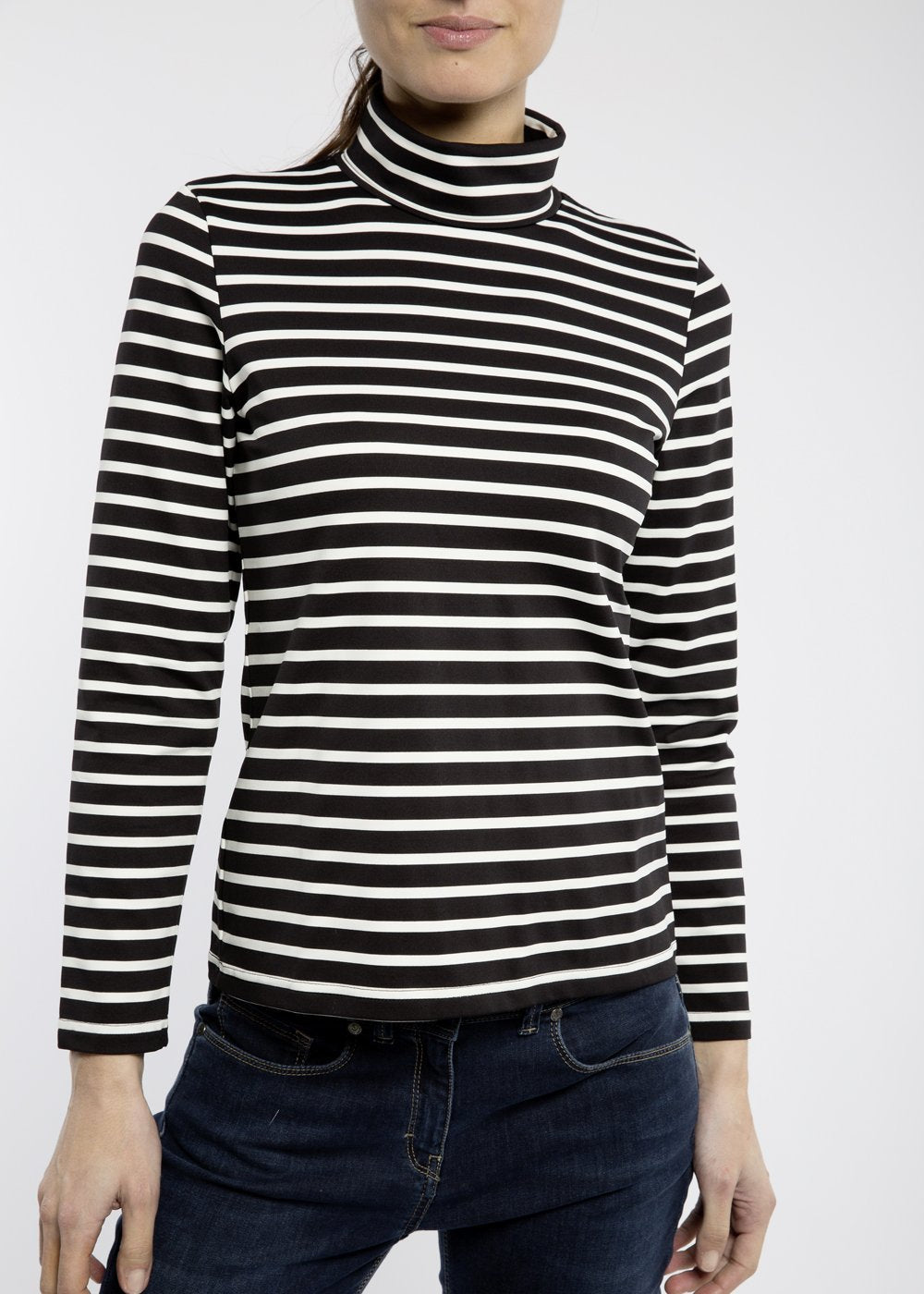 OURAL Striped Turtleneck (BLACK / IVORY)