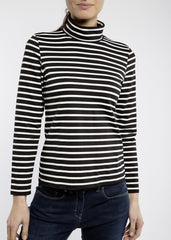 OURAL Striped Turtleneck (BLACK / IVORY)